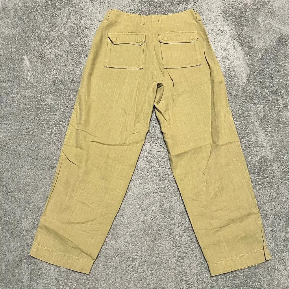 J. Crew Pants Womens 6 Petite Linen Blend Seaside Cargo Straight Utility Casual